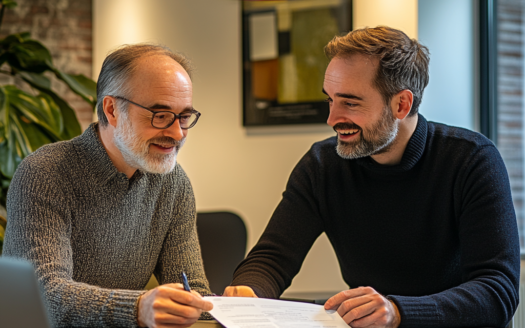 An estate agent and a property seller